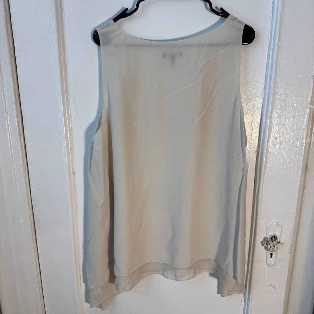 Eileen Fisher Silk Tank Top Ivory Layered High Low XL Minimalist Quiet Luxury - Picture 7 of 11